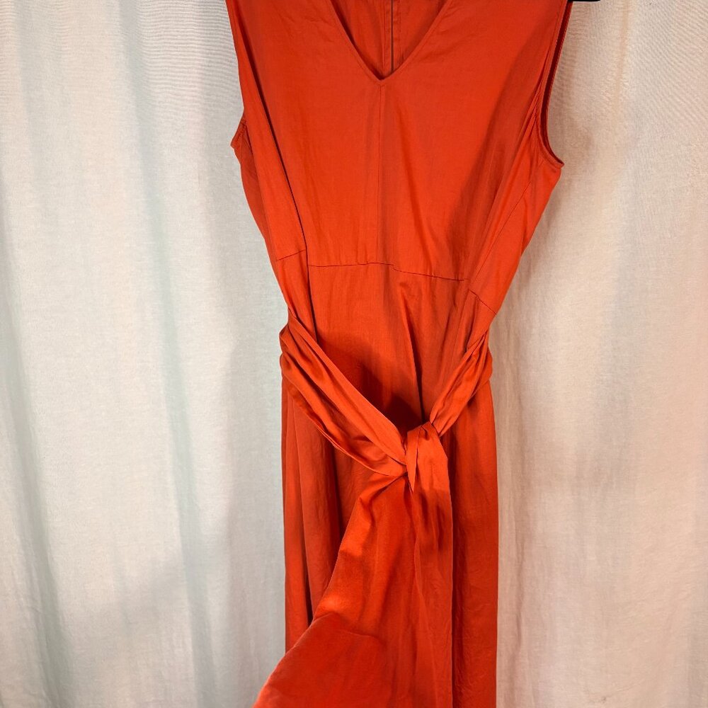 Ann Taylor Factory Sleeveless Tie-Waist Midi Dress Orange M